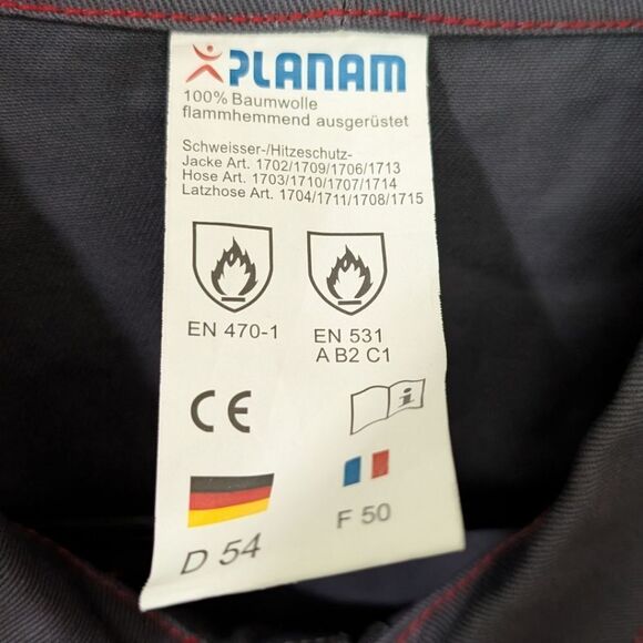 Planam Work Jacket "hot/welding" Grey Men's US 44, XL, Flame-Retardant - Picture 12 of 13